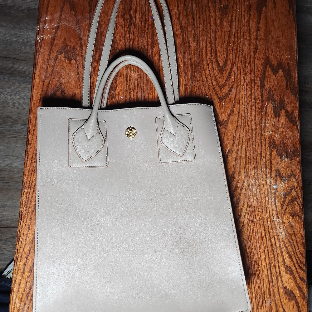 Anne Klein Light Taupe Tote with Gold Logo